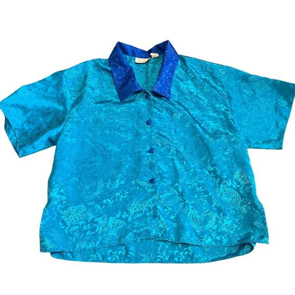 Vintage Victoria’s Secret Gold Label Relaxed Fit Satin Pajama Top Button Up Sm - Picture 1 of 14